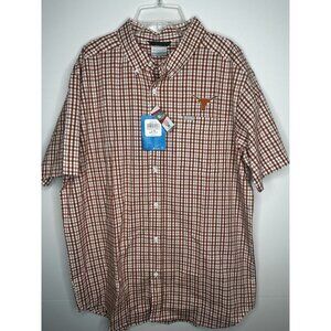 Columbia Texas Longhorns Plaid Button Down Shirt Short Sleeve NEW $55 MSRP Large